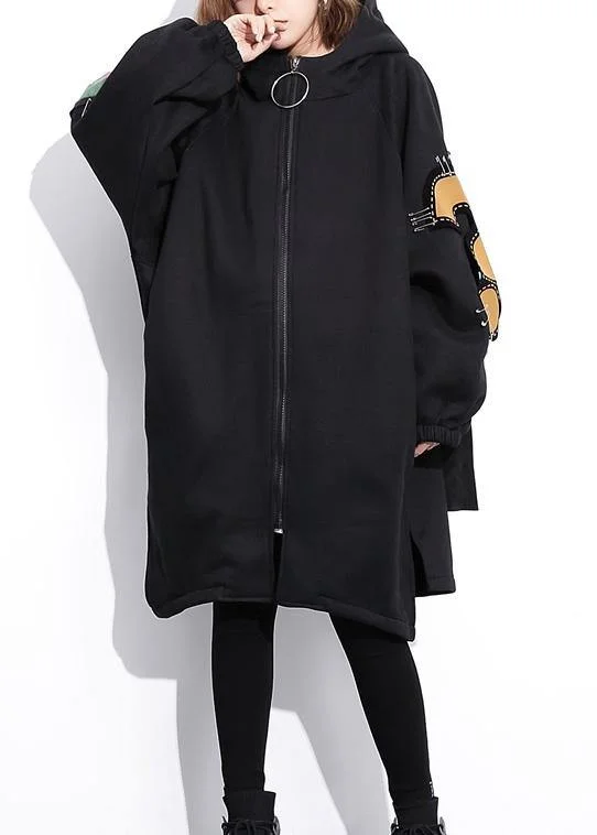 Trendy Looks Trendy Soft Pieces Classy black Fine Coats Women Work Outfits hooded thick Three-dimensional decoration outwears