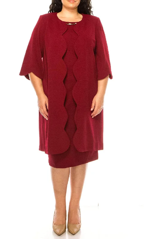 Casual Chic Wear Comfy Warm Fashion Maya Brooke 29733 - 2 Piece Formal Midi Dress