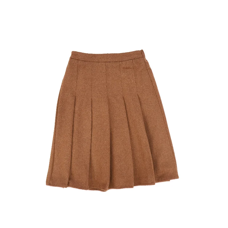 Breezy Style Warm Soft Clothing MALLORY AND MERLOT BROWN PLEATED WOOL SKIRT [FINAL SALE]