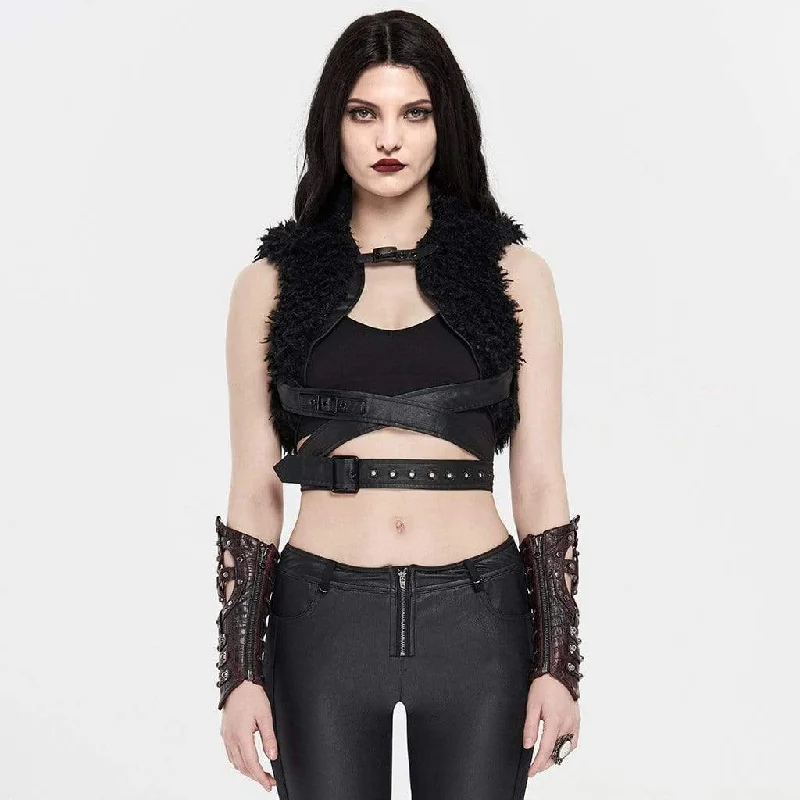 Weekend Comfort Cozy and Relaxed Wear Women's Punk Buckle-up Short Stand Collar Waistcoats Weekend Comfort Cozy and Relaxed Wear Women's Punk Buckle-up Short Stand Collar Waistcoats