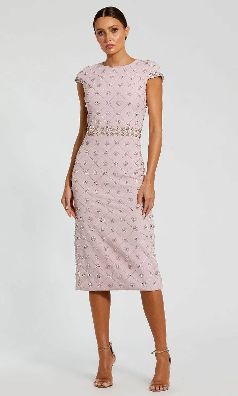 Everyday Outfits Comfortable Wear Choices Mac Duggal 2234 - Crepe sheath dress with high neckline