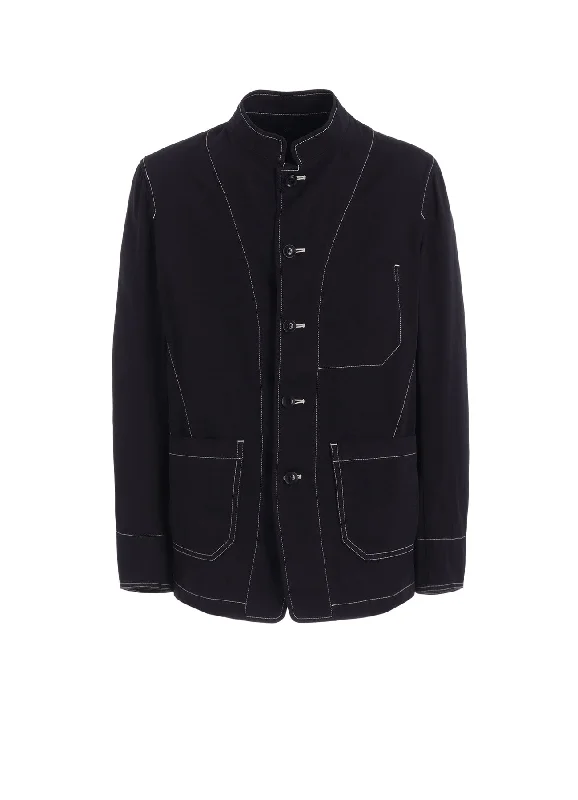 Sporty Comfort Simple Chic Options COTTON TWILL GARMENT DYED STAND COLLAR JACKET