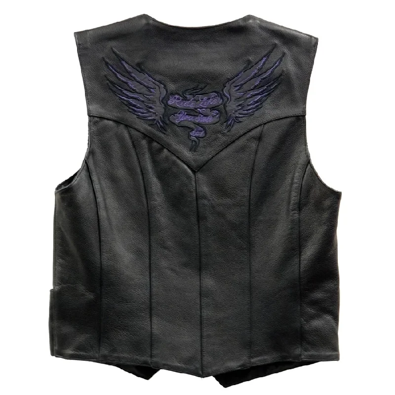Smart Comfort Cozy Layering Pieces Milwaukee Leather ML1294 Ladies Black ‘Ride Like You Stole It’ Embroidered Vest