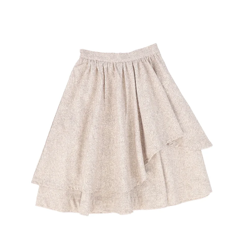 Comfortable Sweaters Casual Chic Options Bamboo Oatmeal Wool Layered Skirt [FINAL SALE]