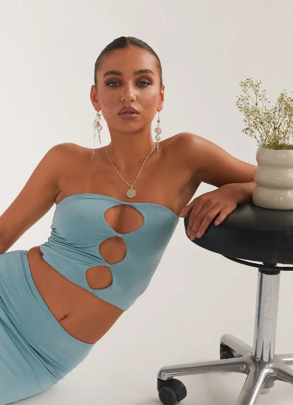 Comfortable Jeans Stylish Relaxed Pieces Organic Forms Tube Top - Antiqued Aqua