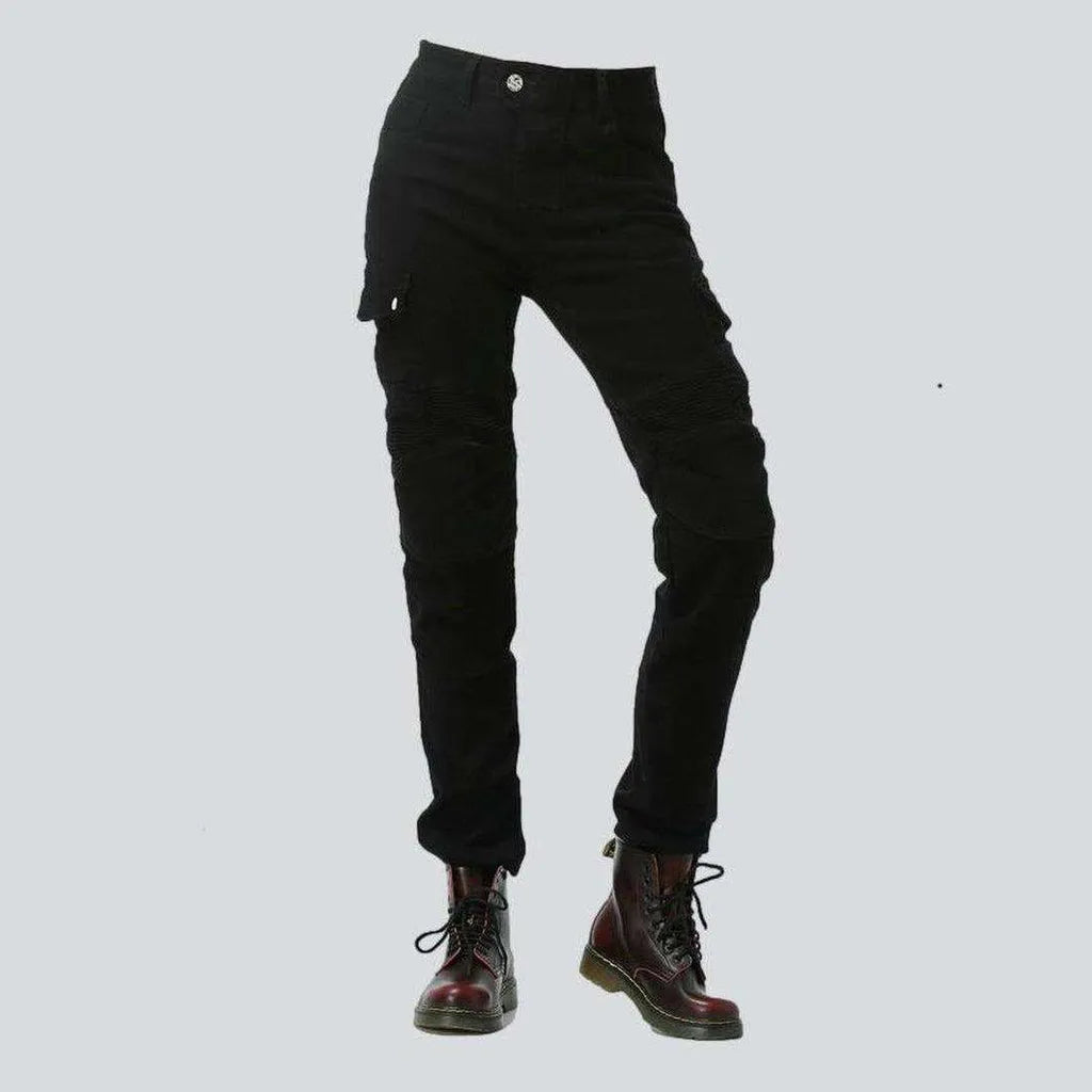 Simple Elegance Affordable Soft Fit Black kevlar women's biker jeans