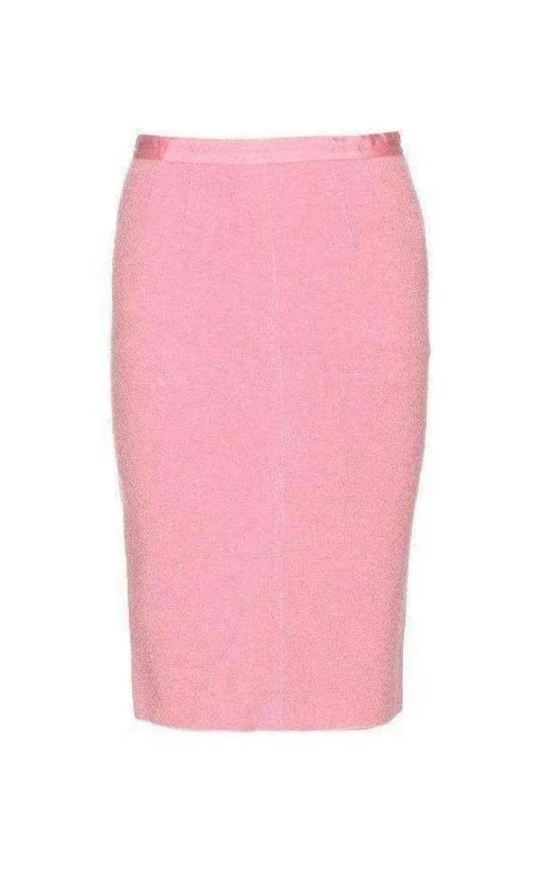 Soft Knitwear Affordable Soft Layers Pink Textured Wool Pencil Skirt