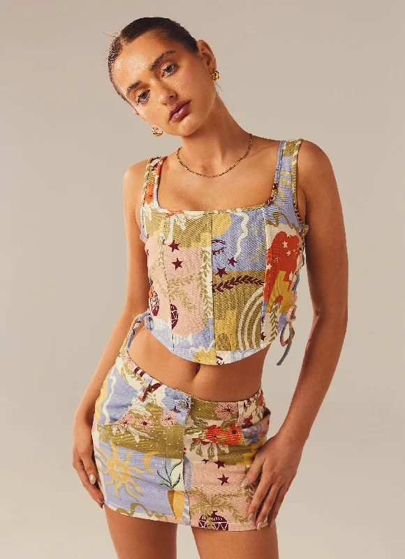 Casual Chic Wear Casual Soft Fit Giddy Up Denim Bustier Top - Fantasy Muse