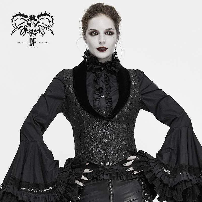 Soft Layers Soft Casual Wearable Women's Gothic V-neck Jacquard Vests