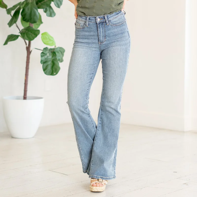 Elegant Fit Practical Style Choices Embroidered High Rise Flare Regular & Plus Sizes