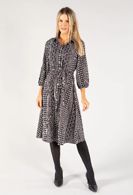 Cozy Outerwear Comfortable Trend Wear Mixed Print Shirt Dress