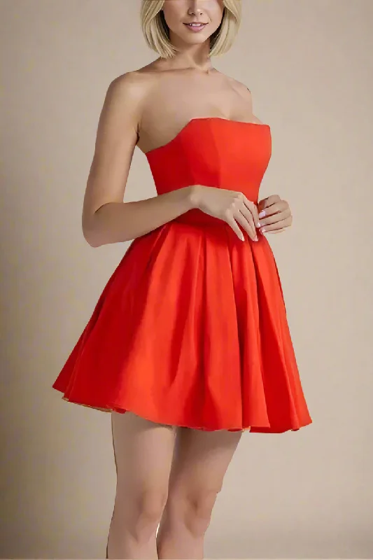Elegant Wear Comfortable Wear Choices Capri Bodycon Strapless Mini Dress - Lipstick Red
