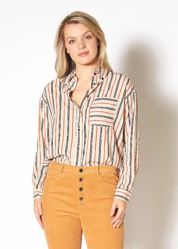 Everyday Outfits Cozy Everyday Layers Pleione Women's Button Up Multi Stripe Shirt in Multi Stripe Everyday Outfits Cozy Everyday Layers Pleione Women's Button Up Multi Stripe Shirt in Multi Stripe