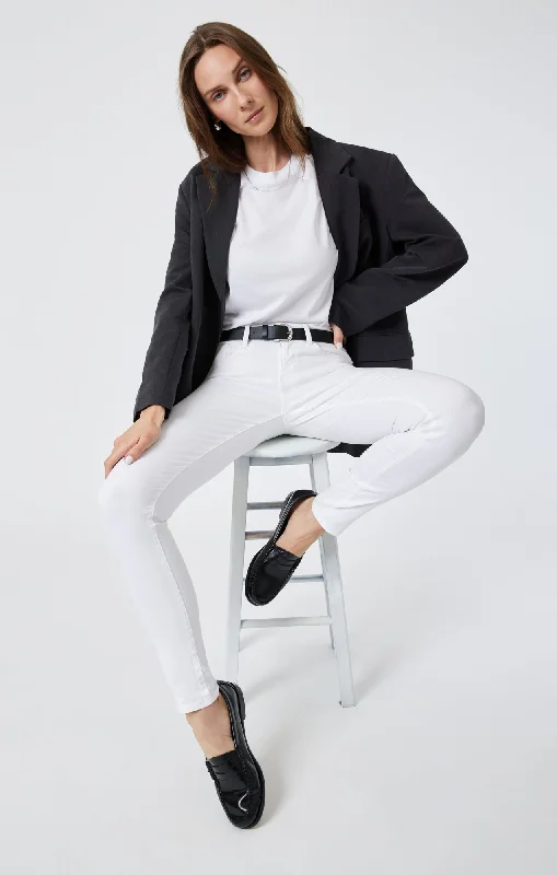 Effortless Dressing Warm Soft Clothing ALEXA SKINNY IN WHITE FEATHER BLUE