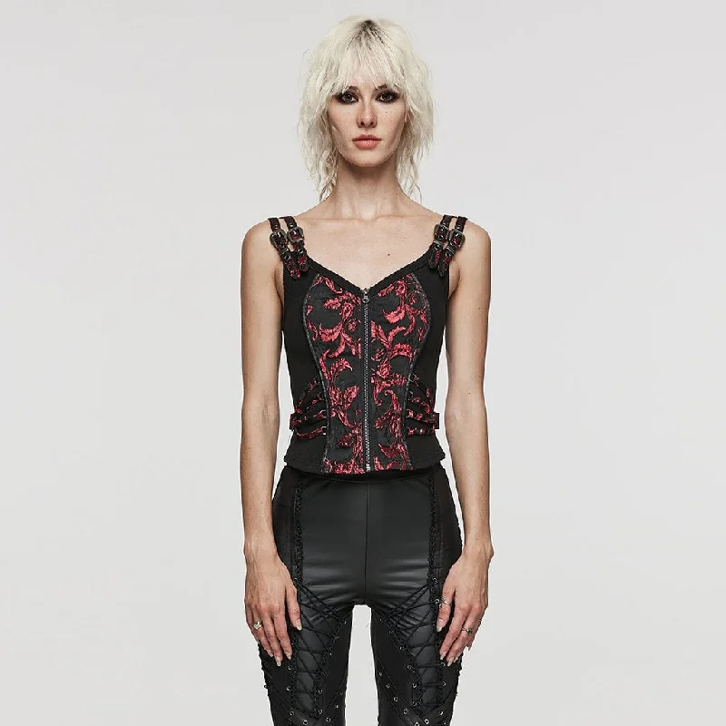 Cozy Chic Wear Effortless Cozy Wear Women's Gothic Leaf Printed Buckle Vest