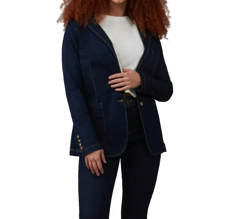 Easy-to-Wear Fashionable Cozy Looks Tilly Drb Denim Blazer In Dk Rinse Blue