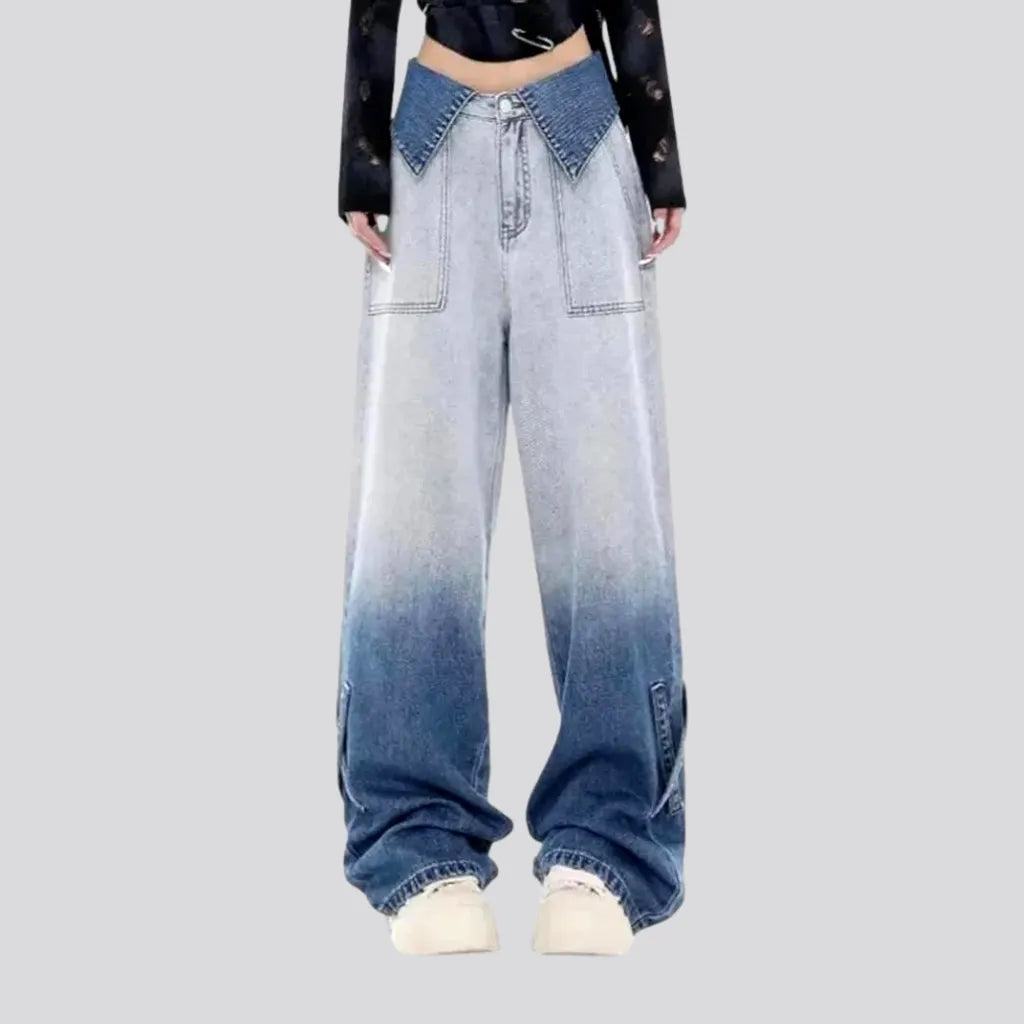 Lounge Chic Soft and Relaxed Fashion Light ombre effect high-rise women's jeans