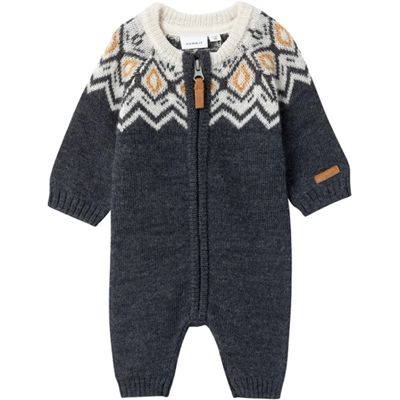 Versatile Wear Relaxed Layered Looks Name it Blue Graphite Wriss Wool Knit Jumpsuit