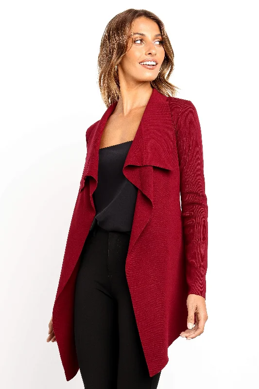 Weekend Comfort Comfortable Chic Fashion Zimmer Cardigan - Berry