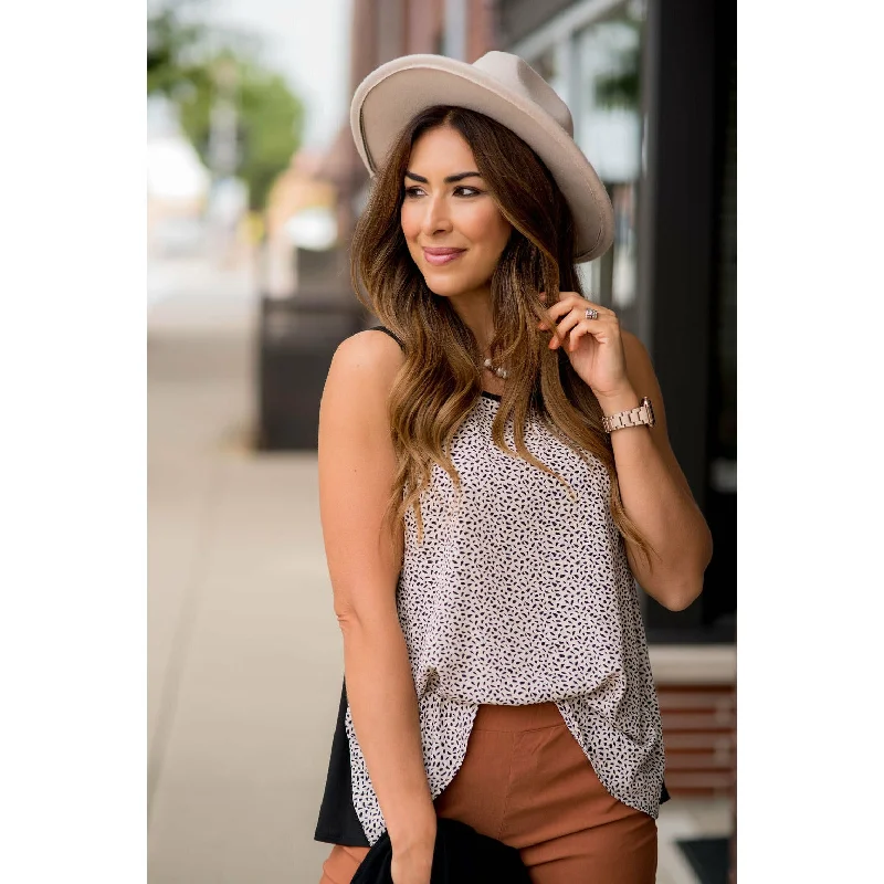 Relaxed Fit Casual Soft Fit Solid Back Patterned Tank