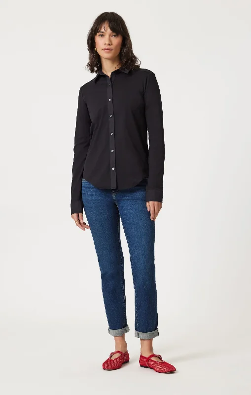 Cozy Pants Soft and Relaxed Fashion EMMA SLIM BOYFRIEND IN DEEP BRUSHED TRIBECA