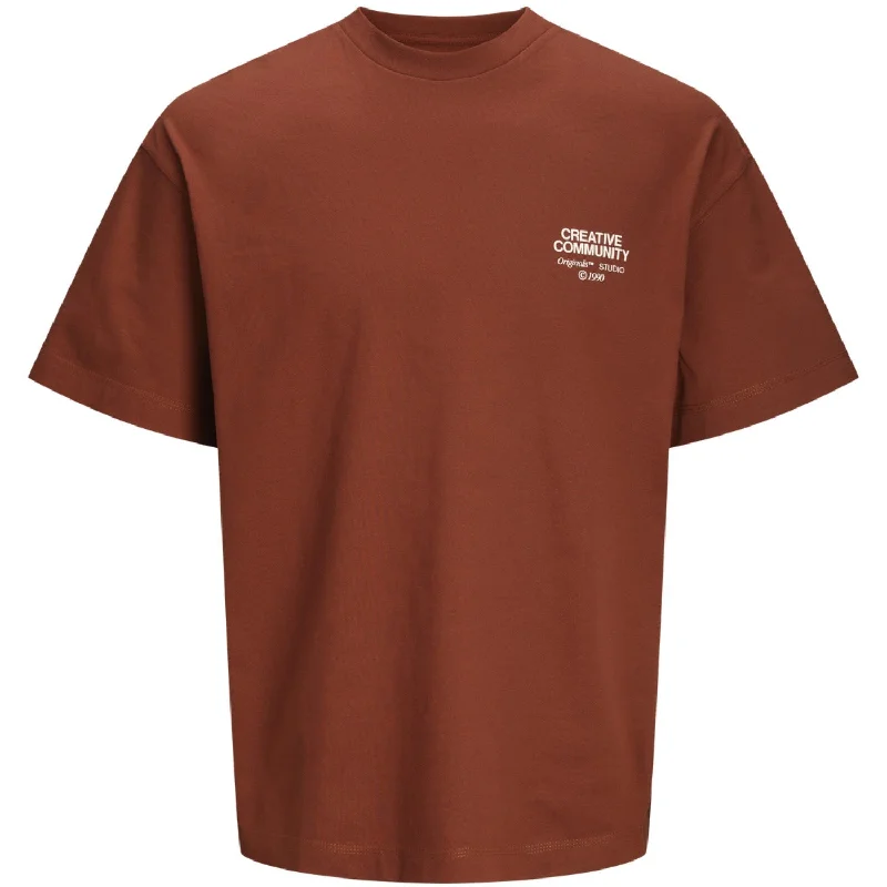 Versatile Style Cozy Fashion Pieces Jack & Jones Junior Brandy Brown Ornoho Back Graphic T-Shirt Crew