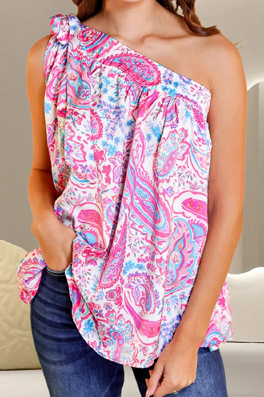 Luxe Comfort Trendy Soft Looks Printed Tied One Shoulder Tank