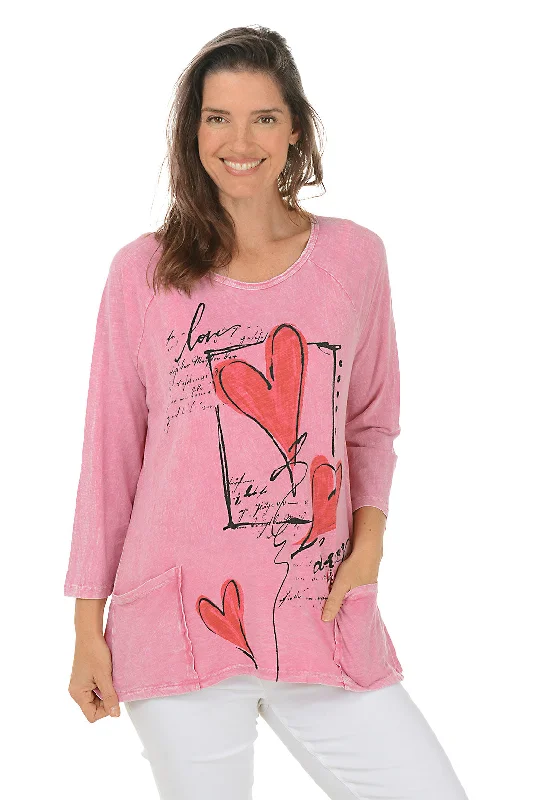 Cozy Chic Wear Soft Daywear Fits Flirt Mineral Wash Double Pocket Knit Top