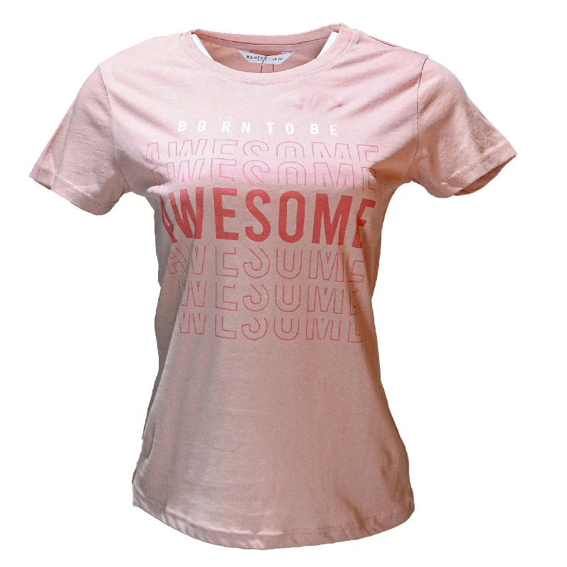 Easy-to-Wear Comfy Layering Trends Pink Awesome Printed T Shirt