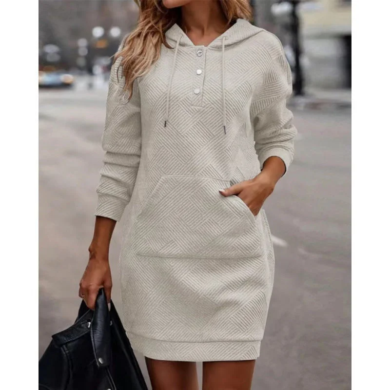 Relaxed Fashion Stylish Relaxed Clothing Hoodies Sweatshirt  Dress With Pocket