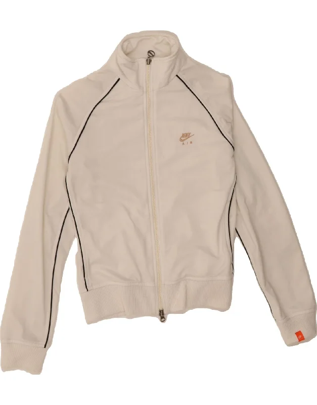 Trendy Casuals Soft Wear Pieces NIKE Womens Tracksuit Top Jacket UK 10/12 Medium White Polyester