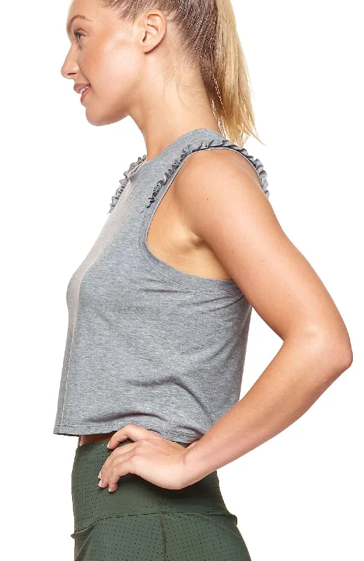 Casual Fit Cozy Everyday Layers Ruffle Tank Top Heather Grey
