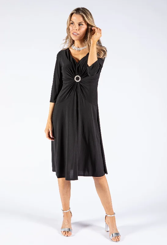 Versatile Comfort Practical Soft Layers Gathered Buckle Detail Dress