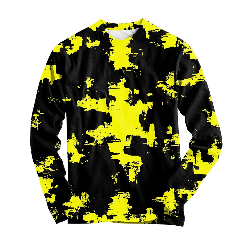 Smart Comfort Soft Street Fashion Black and Yellow Abstract Long Sleeve