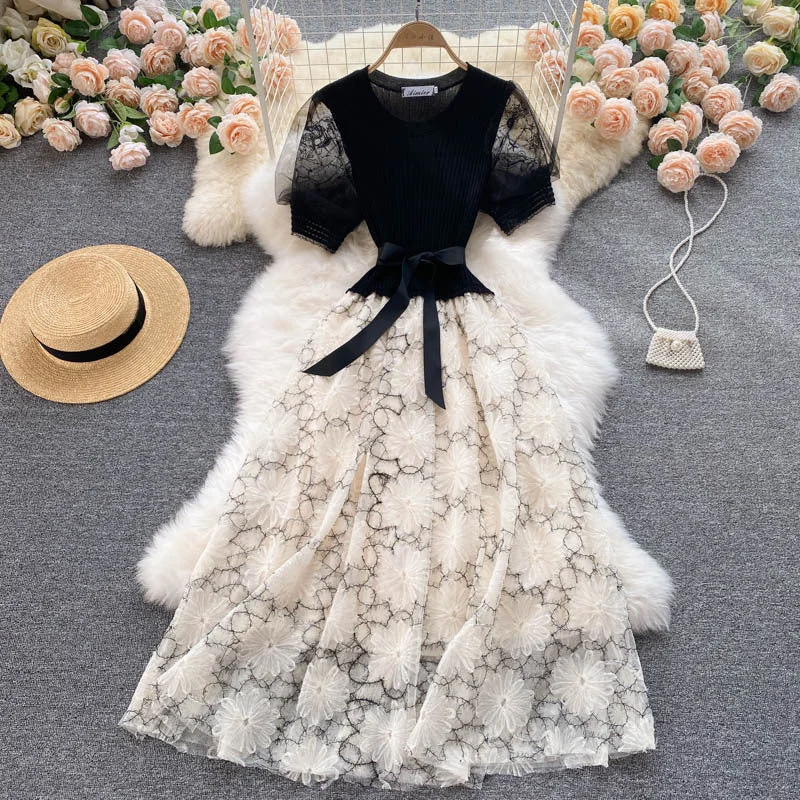 Light Comfort Comfy Layering Trends Ladies Skirt Women's Clothing Heavy Industry Embroidery Mesh