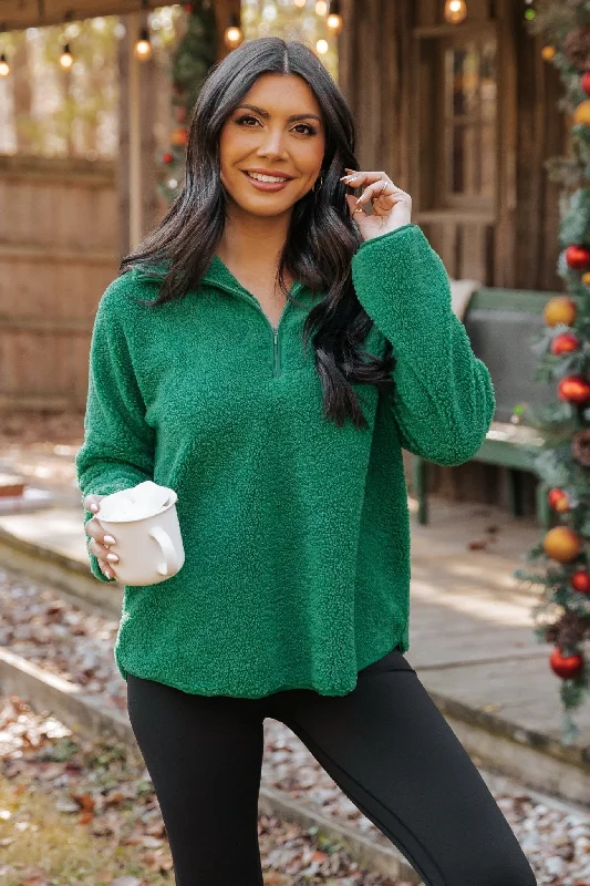 Light Comfort Simple Comfort Trends Green Sherpa Zip Up Jacket - FINAL SALE