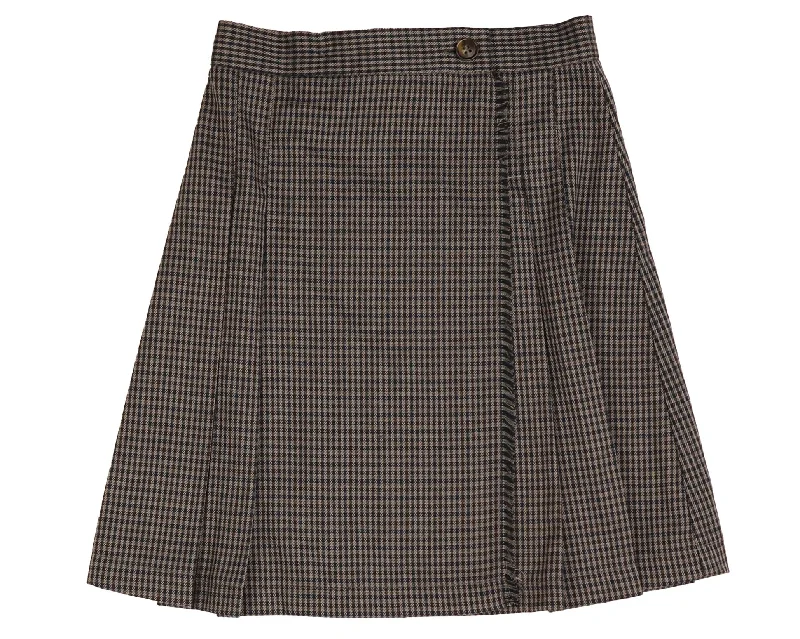 Casual Chic Wear Effortless Street Chic BELATI TAUPE PLAID PLEATED SKIRT [Final Sale]