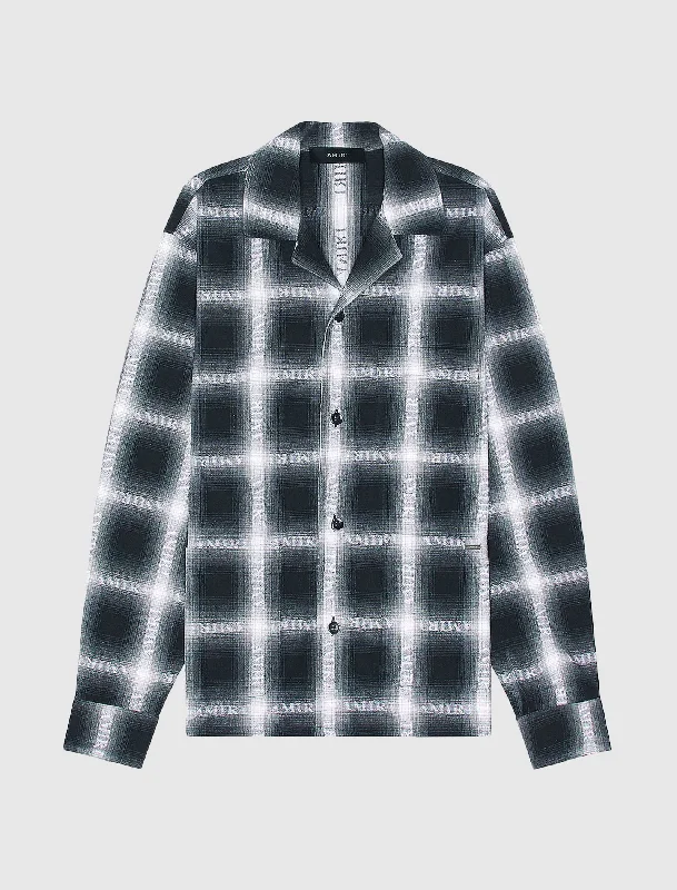 Sporty Elegance Cozy Pieces Wear LOGO SHADOW PLAID BUTTON UP SHIRT