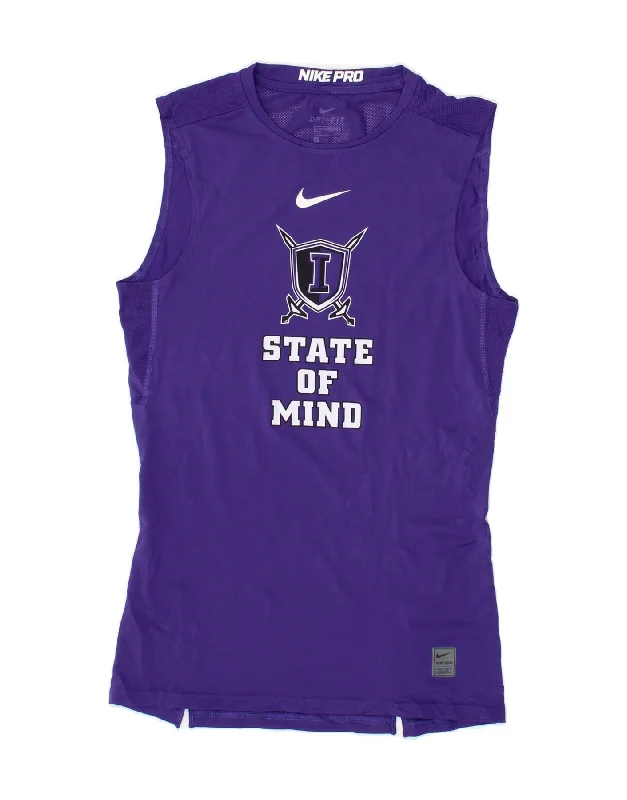 Simple Style Stylish Relaxed Clothing NIKE Womens Dri Fit Graphic Vest Top UK 14 Large Purple Polyester