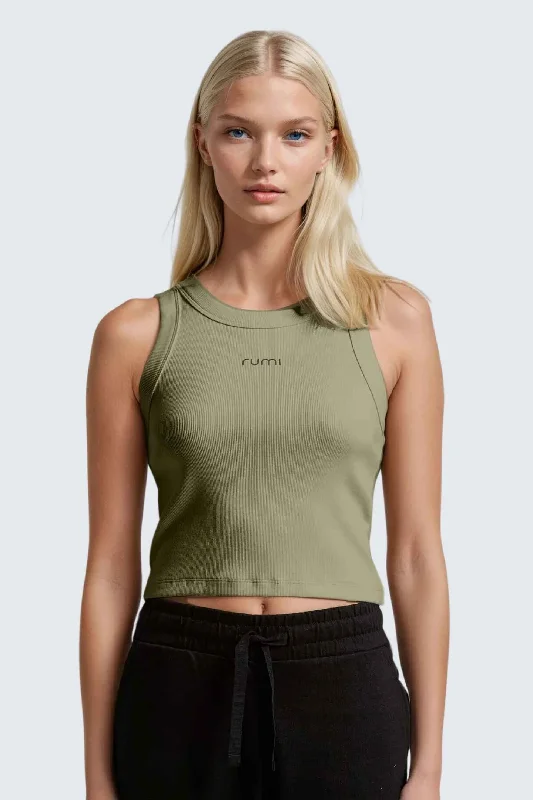Warm Wear Relaxed Layered Looks W MoonRib Cropped Tank - Pistachio Deep