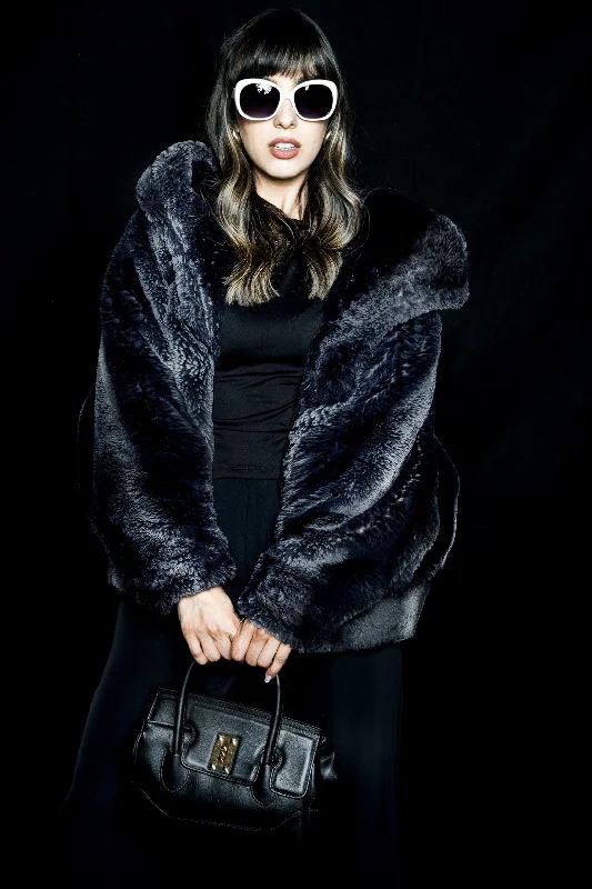 Timeless Style Warm Soft Clothing Women's Snuggle Coat in "Ebony Chinchilla"