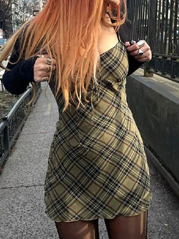 Stylish Jackets Effortless Cozy Layers Lining Checkered Print Mini Dress