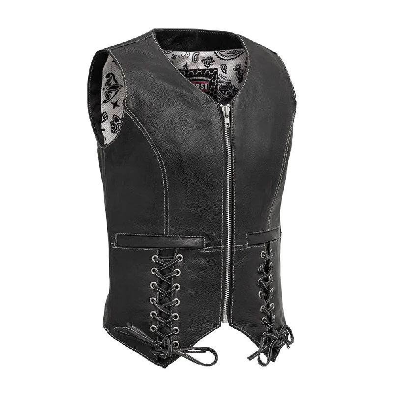 Everyday Outfits Cozy Stylish Wear Love Lace Women's Motorcycle Leather Vest