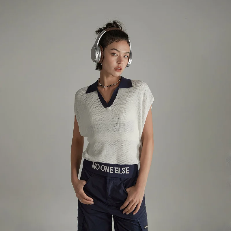 Everyday Comfort Comfortable Layered Looks V-Neck Eyelet Knit Vest