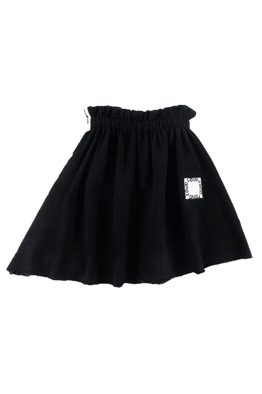 Versatile Comfort Comfy Layering Trends LOUD BLACK/WHITE TRIM GATHERED WAIST SKIRT [FINAL SALE]