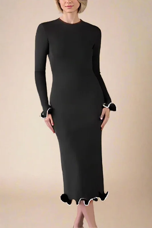 Everyday Style Comfortable Fashion Wearables Regina Long Sleeve Bodycon Maxi Dress - Classic Black