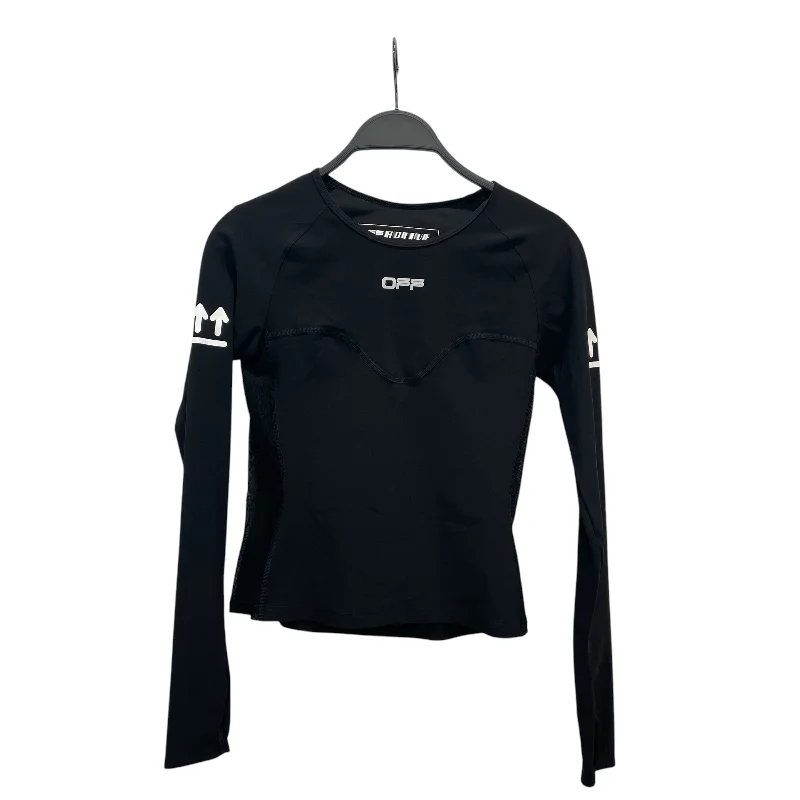 Summer Comfort Soft Street Fashion OFF-WHITE/LS T-Shirt/S/Polyester/BLK/BLACK & SILVER RUNNING