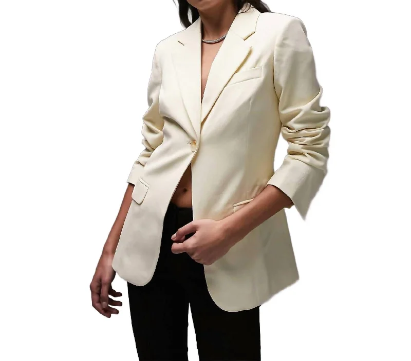 Minimal Comfort Cozy Chic Styles Fitted Single Breasted Blazer In Buttermilk