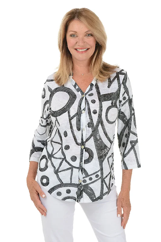 Cozy Apparel Simple Comfort Choices Cay Split Neck Button-Front Top
