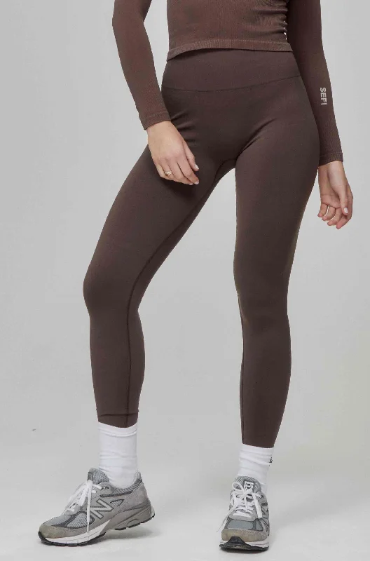 Effortless Elegance Comfy Warm Fashion Timeless Leggings Full Length - Cocoa Brown